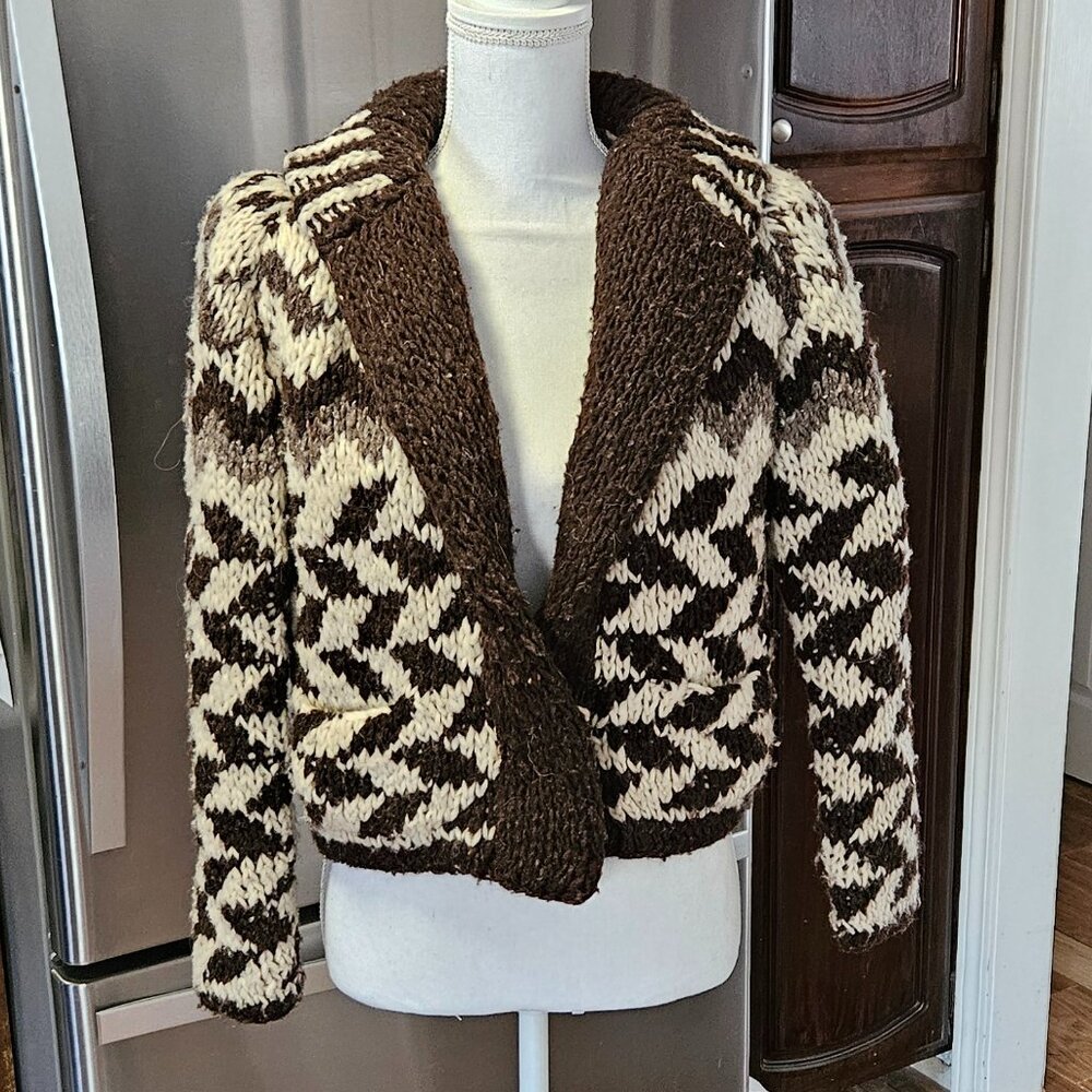 Vintage Women’s Handmade Cardigan Sweater Wool Long Sleeves S Boho Hippie
